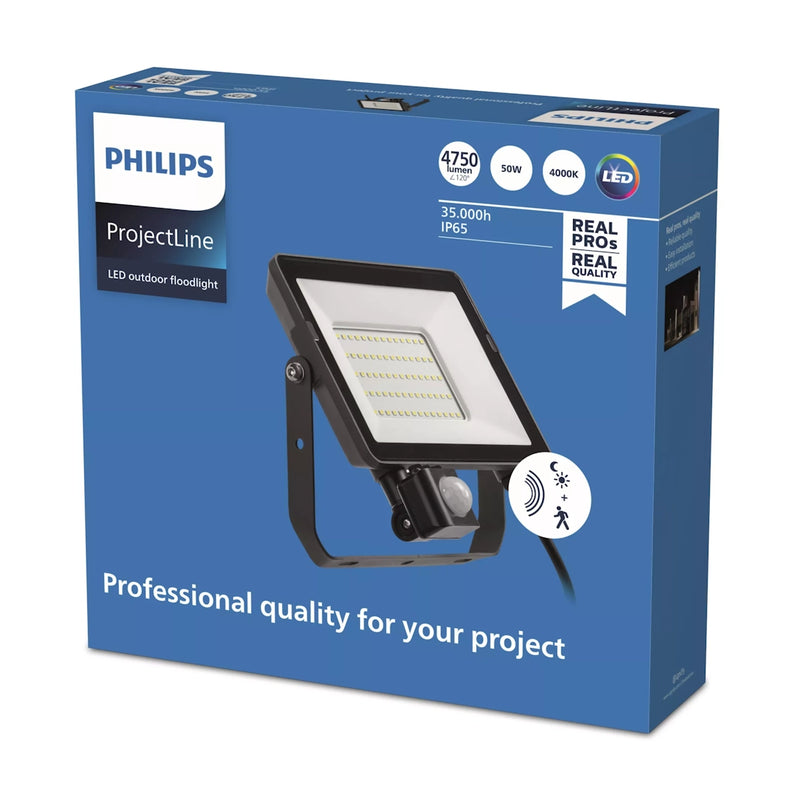 Faretto LED 50W Philips con luce naturale e rilevatore di movimento e sensore crepuscolare