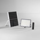 faro LED solare Glaser 200W 1800 lumen IP65 in alluminio argento con pannello per esterni