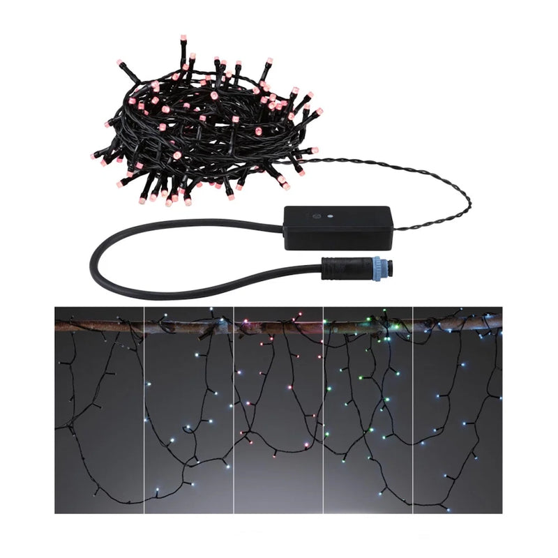 ghirlanda luminosa smart Yuna Plug & Shine RGB Zigbee IP44 da 12,4 metri per giardino e terrazzo