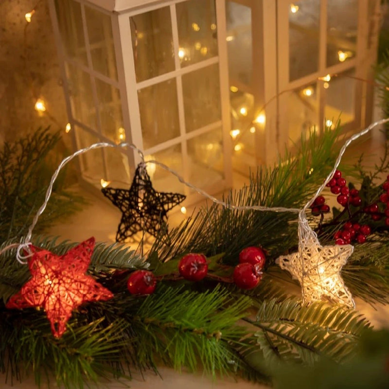 ghirlanda luminosa 10 stelle 3,3 metri ip44 luci decorative a forma di stella per terrazzo
