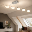 illuminazione su cavo per bar showroom e reception con 5 punti luce led e kit completo per installazione ordinata e moderna