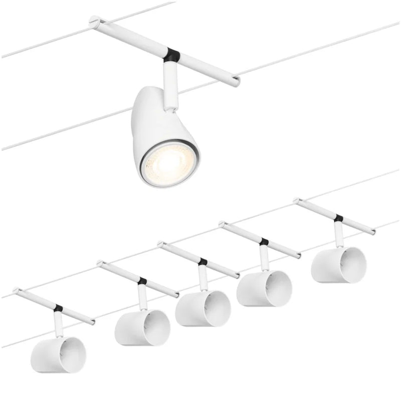 sistema a cavi cup set base 5 faretti bianco opaco cromo gu5 3
