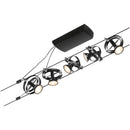 tesata su cavo cardan basic set nero opaco con 5 faretti orientabili attacco gu5,3 12v kit completo per interni e vetrine