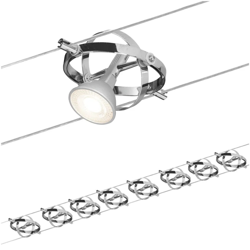 tesata a cavi cardan set 8 faretti orientabili cromo opaco cromo 12v dimmerabile