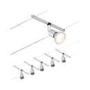 kit tesata su cavo salt basic set 5 faretti argento satinato 5 metri