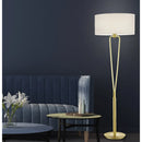 Lampada da terra PARIS II con fusto in ottone e paralume bianco, ideale per arredare ambienti moderni e classici.