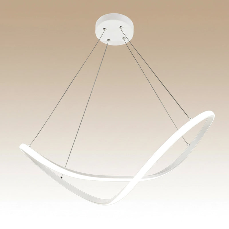 lampadario moderno serie forever con linee curve bianche per soggiorno e cucina