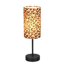 Lampada da appoggio con paralume leopardato Pardina con fantasia maculata nera su tessuto effetto glamour