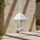 lampadario a sospensione da esterno a lanterna classica in alluminio bianco ip44