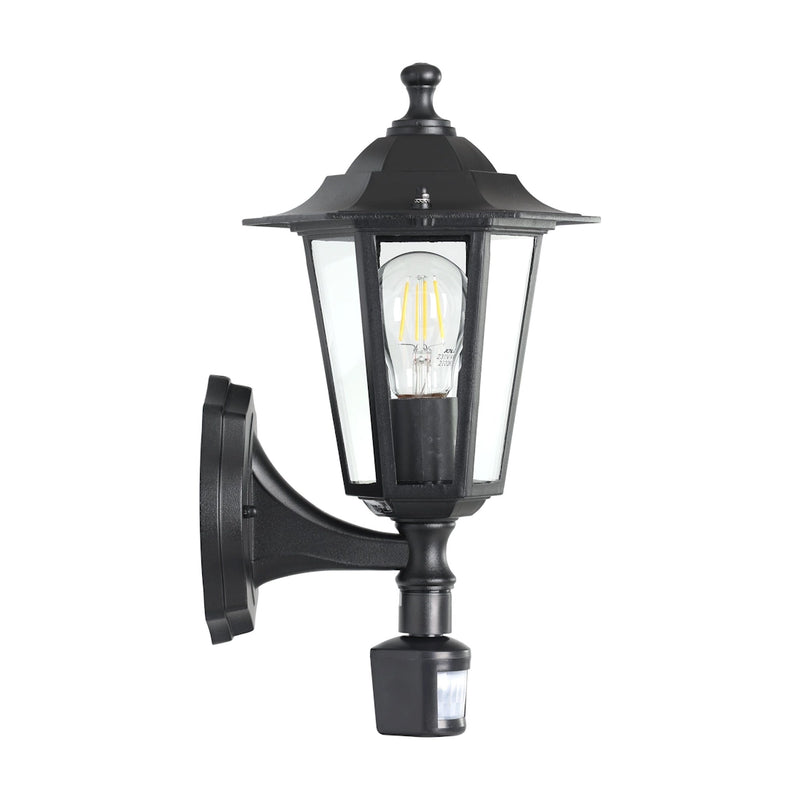 applique da esterno con sensore lanterna nera in alluminio ip44 e27