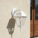 lampada classica da esterno con lanterna quadrata verso il basso in alluminio bianco ip44 altezza 35 cm