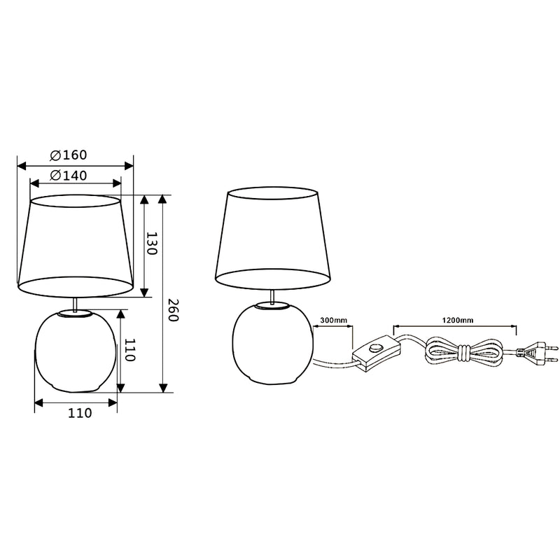 Lampada da comodino Sophia in ceramica dorata e tessuto nero