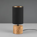 Lampada moderna in legno naturale con paralume nero oro