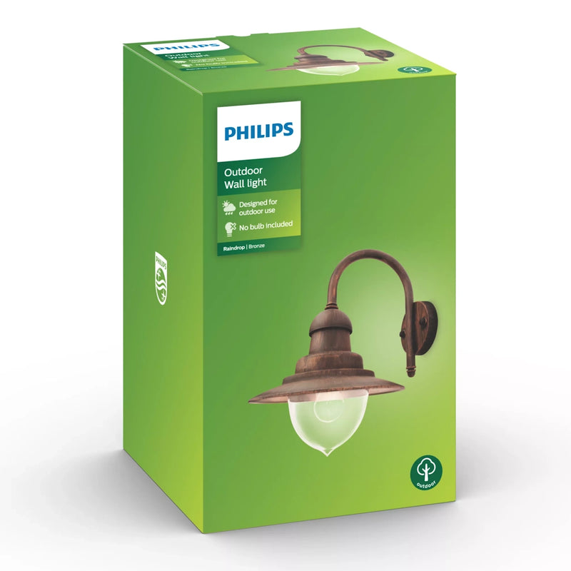 Lampada da parete Philips stile rustico per esterni con attacco E27 e protezione IP44