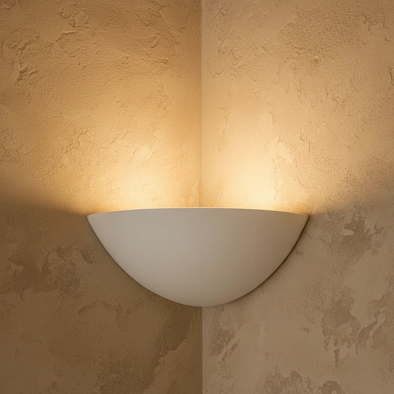 Lampada da parete Santorini angolare in gesso bianco