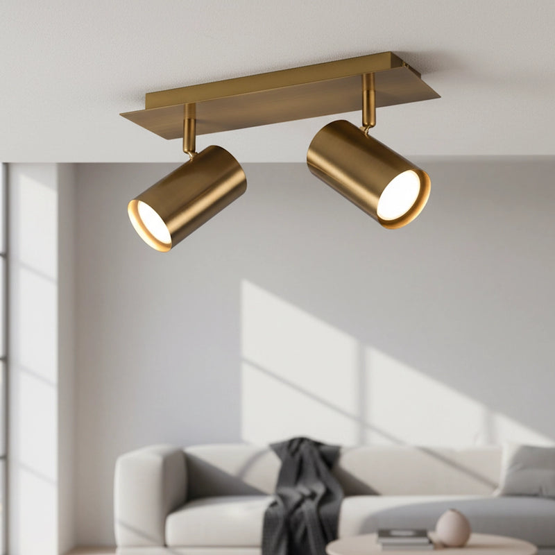 faretto moderno marley 2 luci orientabili in metallo oro antico gu10