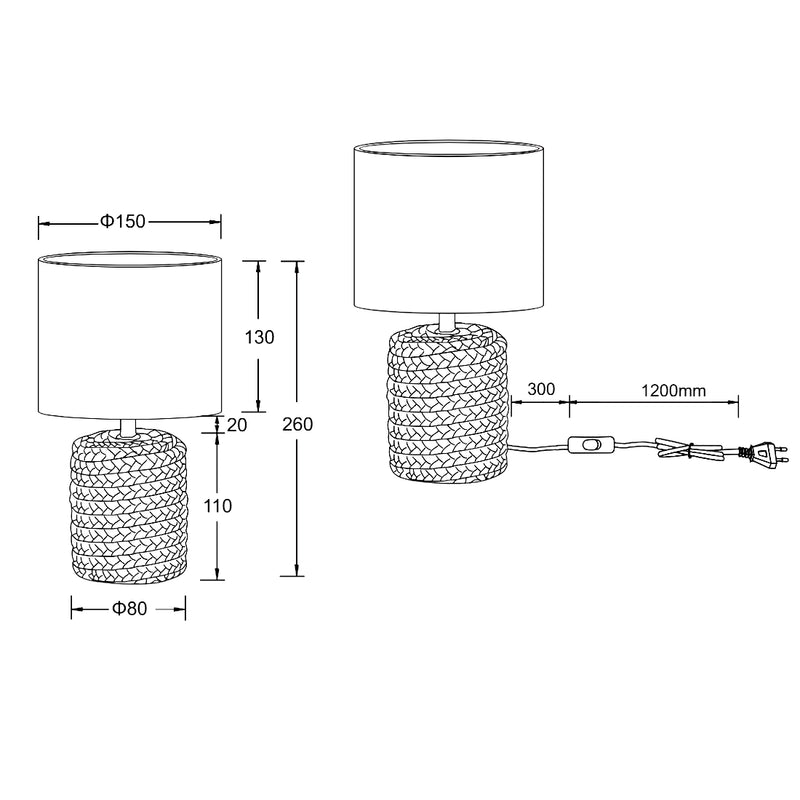 Lampada da tavolo con paralume beige e base in ceramica marrone | Trio Lighting