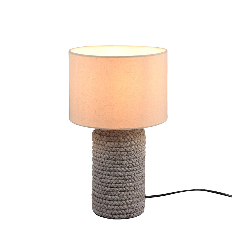 Lampada da tavolo Mala retrò in ceramica marrone e tessuto beige Ø22 cm