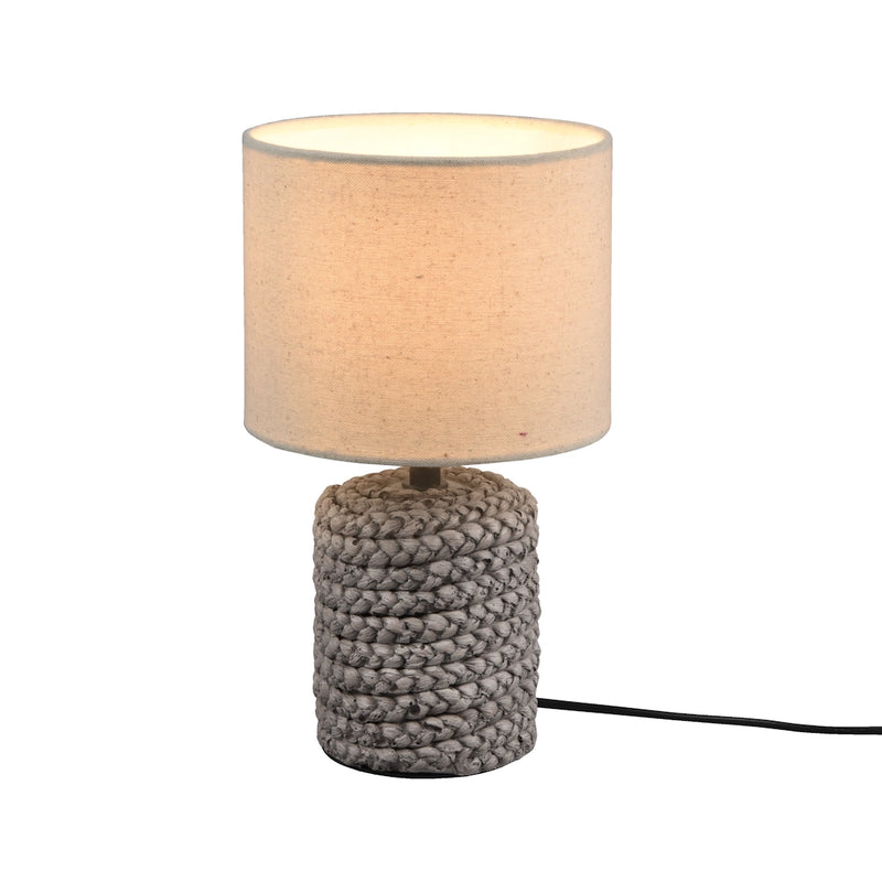 Lampada da tavolo retrò Mala in ceramica marrone e tessuto beige