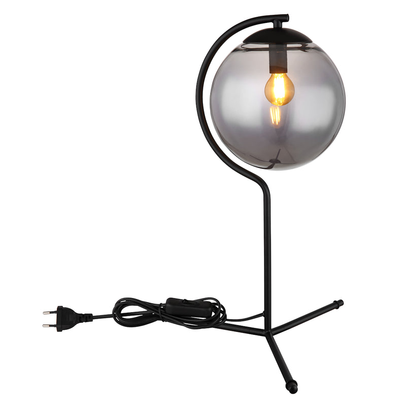 Lampada da tavolo moderna Porry vetro grigio fumè 50 cm