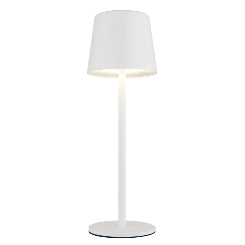 Lampada da tavolo ricaricabile Vancouver bianca IP44 con LED touch dimmerabile e luce CCT regolabile