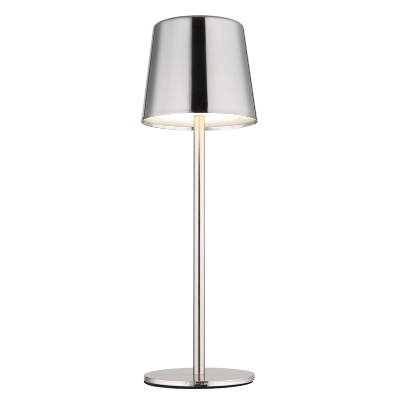 Lampada da tavolo ricaricabile Vancouver nichel satinato IP44 con LED touch dimmerabile e luce CCT regolabile