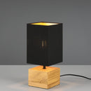 Lampada da tavolo Woody in legno con paralume nero e interno oro