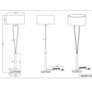 Lampada da terra PARIS II di Trio Lighting con struttura oro lucido e paralume bianco, alta 160 cm, per illuminazione elegante.
