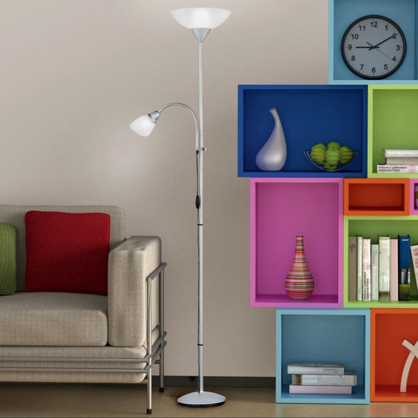 Lampada da terra ERZWO in acciaio satinato