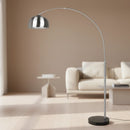 lampada da terra design moderno ad arco per living e soggiorno in metallo satinato