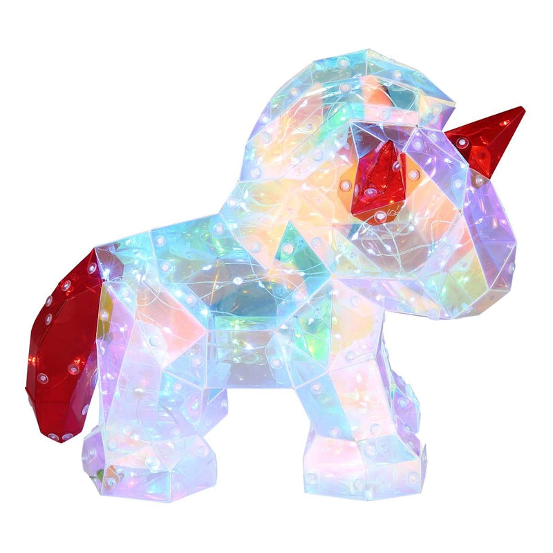 Lampada decorativa USB a forma di unicorno con effetto cristallo e interruttore a pulsante