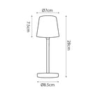 Lampada da tavolo LED ricaricabile e portatile per tavoli all'aperto e comodini in varti colori