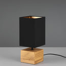 Lampada moderna in legno naturale e tessuto nero oro 30 cm