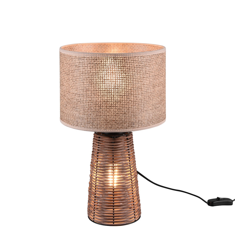 Lampada da comodino in rattan con luce calda e paralume 