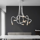 Lampada da soffitto contemporanea bianca con sei tubi flessibili per giochi di luce creativi