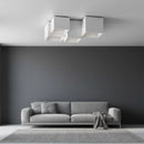 Lampada da soffitto in gesso verniciabile installata in soggiorno moderno con luce decorativa personalizzabile