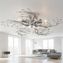 Lampada da soffitto in metallo cromato con gocce effetto cristallo