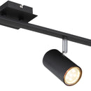 lampada da soffitto in metallo nero opaco con design moderno e struttura lineare a 3 aste