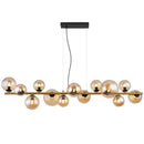 sospensione riha dorata con barra da 120 centimetri e tredici luci led g9