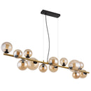 lampada a sospensione stile classico finitura oro con vetri ambra e 13 luci G9