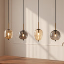 lampada a sospensione elegante per soggiorno e cucina 4 luci in metallo nero e oro con vetri grigi e ambra