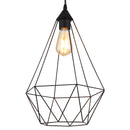 Lampada sospesa nera opaca con forma a diamante ideale sopra tavolo penisola o zona living moderna