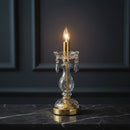 Lampada da tavolo classica chic con struttura in vetro trasparente cristalli K9 e finitura oro sui dettagli