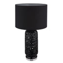 Lampada da tavolo moderna in ceramica nera opaca con paralume nero in tessuto e attacco E27