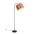 Lampada da terra Pardina ad arco con paralume cilindrico in tessuto leopardato animalier e struttura nera