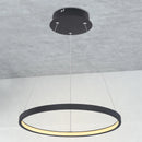 sospensione led integrato 19w con flusso 1000lm e diffusione uniforme luce 3000k struttura in metallo nero ad anello