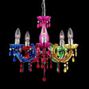 Lampadario a sospensione stile classico moderno con cinque luci in materiale acrilico