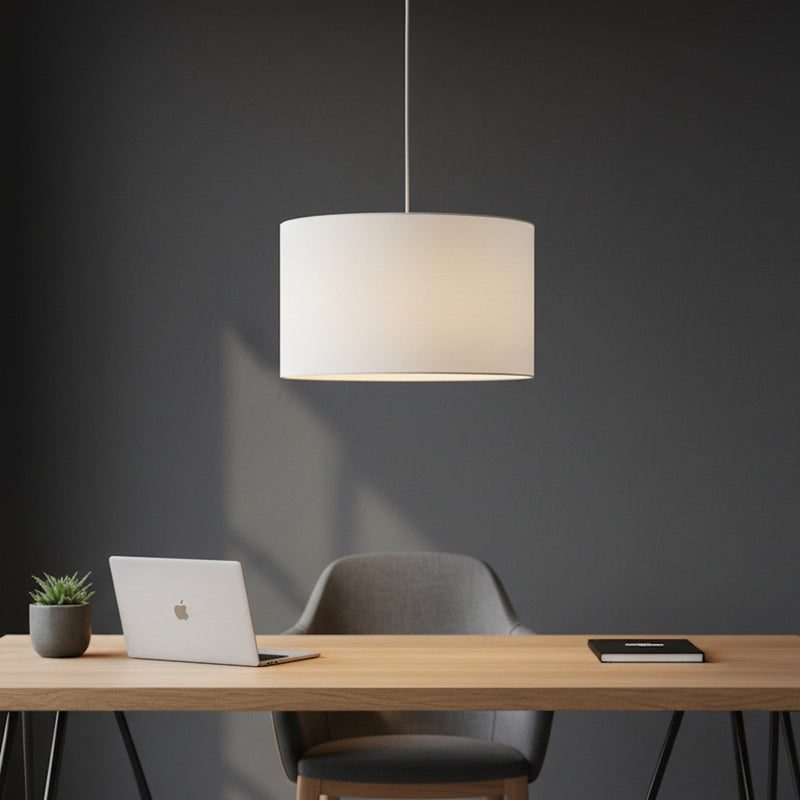 Lampadario a cilindro in tessuto bianco Hotel per Uffici e Negozi