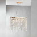 lampadario oro lucido con 5 luci attacco e14 e pendagli in cristallo per illuminazione da interno in sala da pranzo soggiorno e cucina
