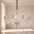 Lampadario classico Epoque a 8 luci in cristallo pregiato con bracci sinuosi e dettagli oro